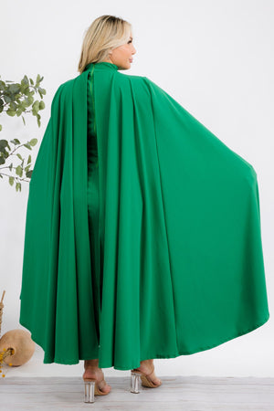 True Green Cape Dress (multiple colors)