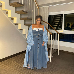 Denim Stretch Strapless Dress