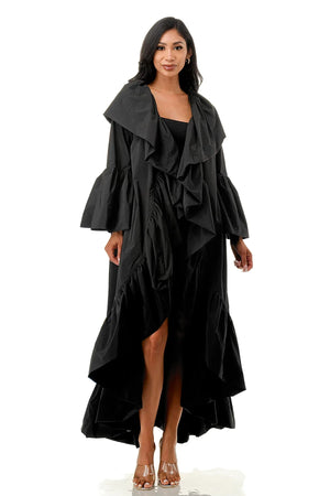 Make an Entrance Pink Ruffle Duster Coat