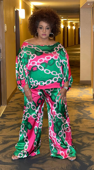 Michelle Pink & Green Brunch Set