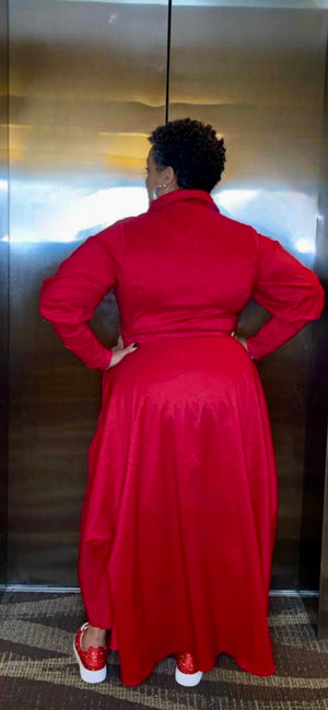 Collar Pop Red Samuel Dong Designer Dress/Coat