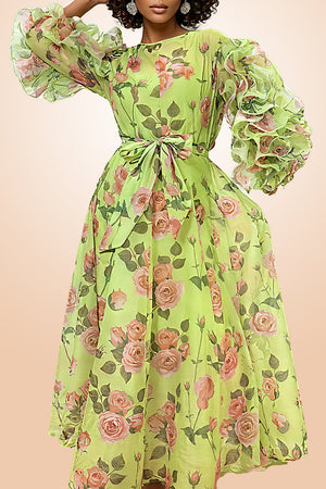Open image in slideshow, Nancy Yang Tea Roses Midi Dress
