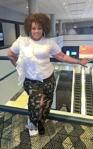 Camo Cargo Skirt High Split (curvy only)