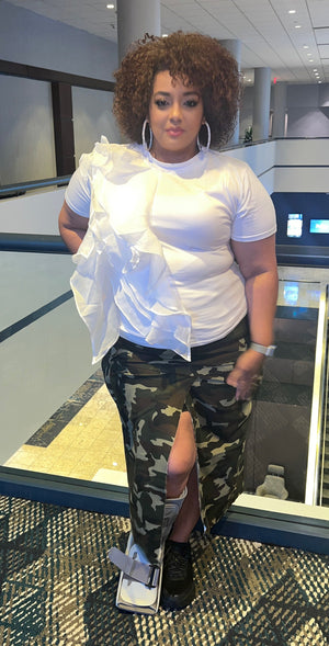 Camo Cargo Skirt High Split (curvy only)