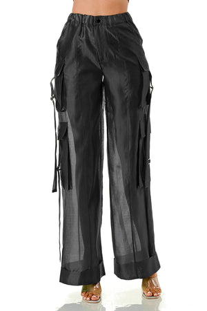 Black Sheer Me The Way Cargo Pants (available in other colors)