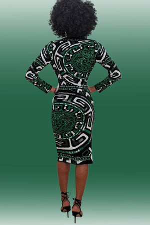Roselle Green, Black, and White Sweater Dress