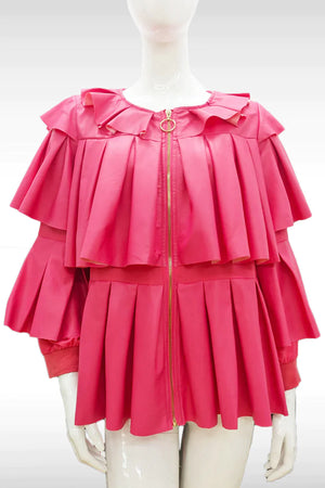 Open image in slideshow, Carrie Pink Pleated Jacket/Top (also available in black, red, &amp; mustard yellow)
