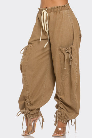 Open image in slideshow, Not Your Average Tan Denim Cargo Pants
