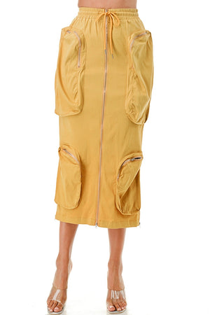 Open image in slideshow, Mustard Not Your Average Cargo Skirt (Limited Quantities)

