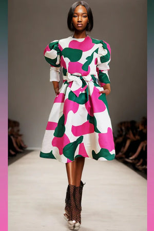 Valentino-ish  Pink and Green Statement Dress