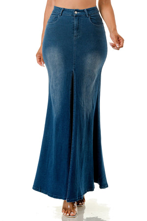 Center Stage Dark Denim Maxi Skirt