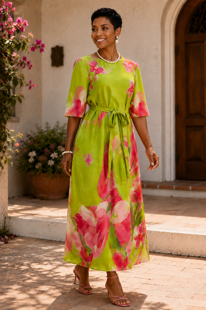 n by nancy pink and green dress N By Nancy | Dresses | Pink And Green Patterned Dress