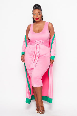Pink & Green Dress Duster Set (2 pc) S - 3X