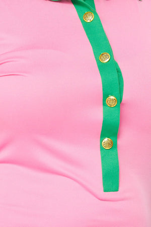 Pink & Green Polo Dress S - 3X