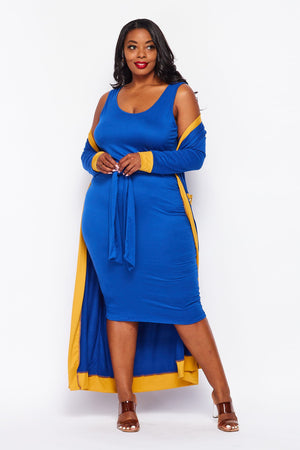 Royal Blue & Gold Dress Duster Set (2 pc) S - 3X